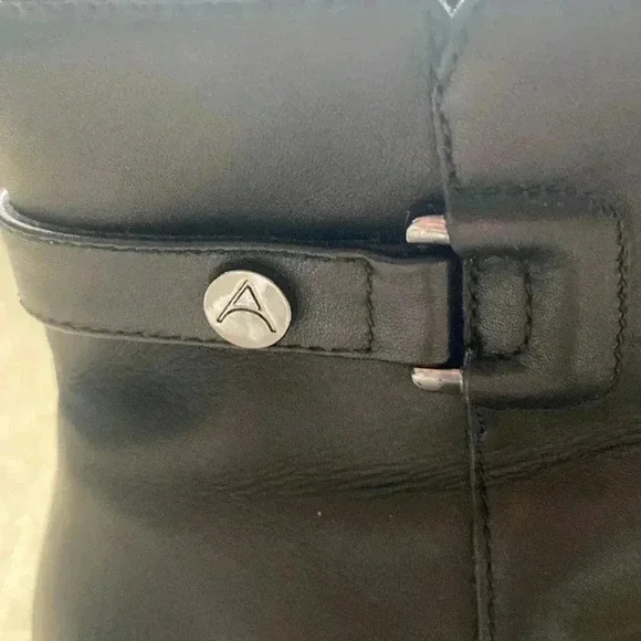ARTICA Leather Ankle Boots, small medium heel, black, size 8.